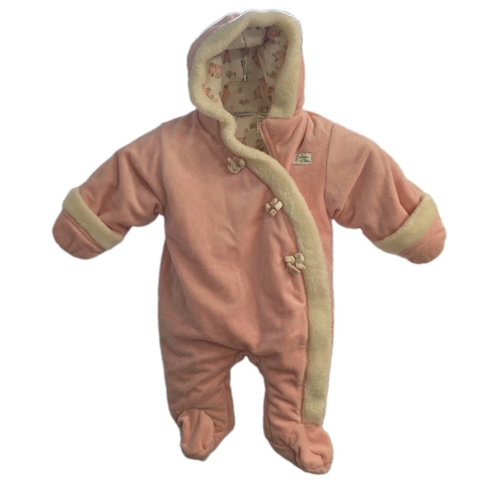Baby Girl CALVIN KLEIN Designer Winter Snowsuit Pink Flower 6-9 Months SOFT WARM